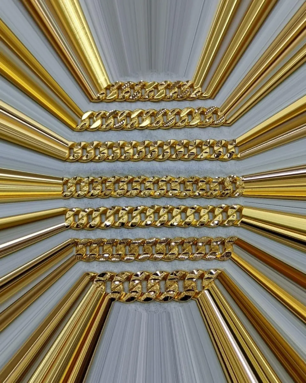 Close-up of gold chain craftsmanship